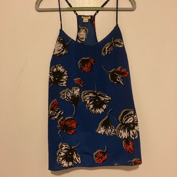 J CREW Silky Blue Floral Tank Top Size 6 - Picture 2 of 6